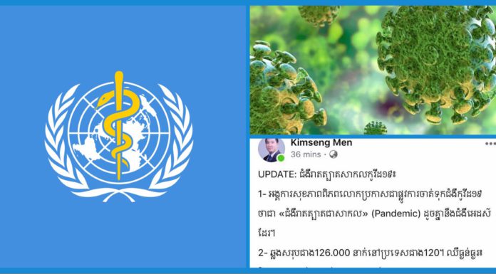 អង្គការសុខភាពពិភពលោកចាត់ទុកកូវីដ១៩ ថាជា «ជំងឺរាតត្បាតជាសាកល» (Pandemic) ដូចគ្នានឹងជំងឺអេដស៍