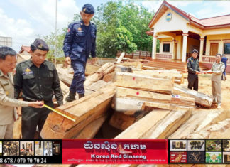 ឈើចំនួន១០១ដុំ ត្រូវបានកម្លាំងកងរាជអាវុធហត្ថ ស្រុកអណ្តូងមាស ខេត្តរតនគិរី បង្ក្រាបបាន