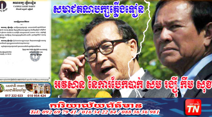 គណបក្សភ្លើងទៀនរៀបចំសមាជផ្លូវការ អ្នកគាំទ្រលោក កឹម សុខា ថាលោក សម រង្ស៊ី បែកពីសង្គ្រោះជាតិ និងលោក កឹម សុខា ហើយ